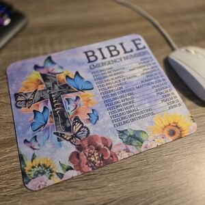 Floral Butterfly Bible Verse Mouse Pad